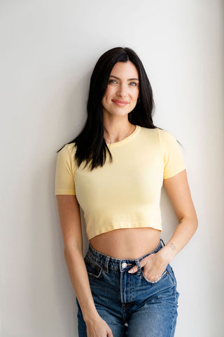 Crop top à manches courtes en bambou - soleil