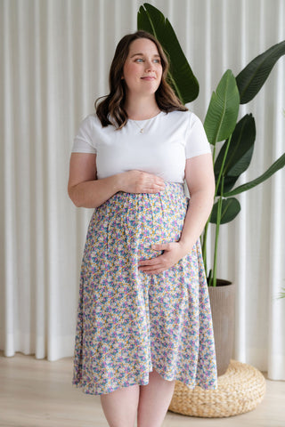 Jupe fleurie à taille élastique - combo pastel