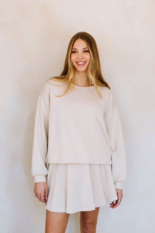 Jupe short à plis ANGELA - avoine