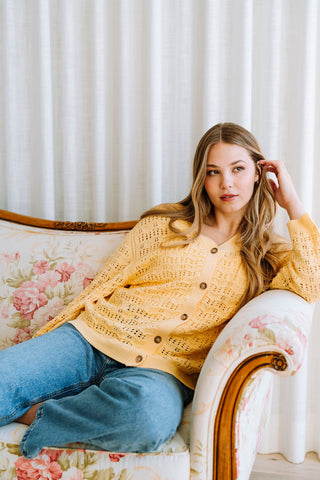 Cardigan en maille léger - mimosa