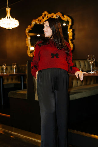 Pantalons chic fluide - noir satiné