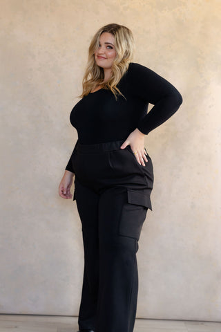 Pantalon cargo (à taille élastique) - noir