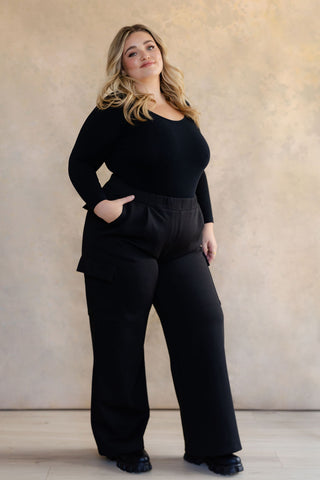 Pantalon cargo (à taille élastique) - noir