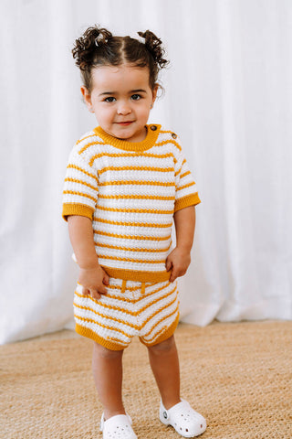 ROSE & LÉO - Petit outfit tricot - bouton d'or