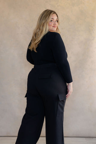 Pantalon cargo (à taille élastique) - noir