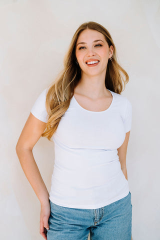 T-shirt long en bambou - blanc