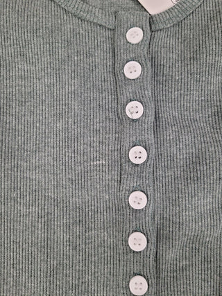LÉGERS DÉFAUTS - T-shirt TALIA à boutons - vert turquoise mix