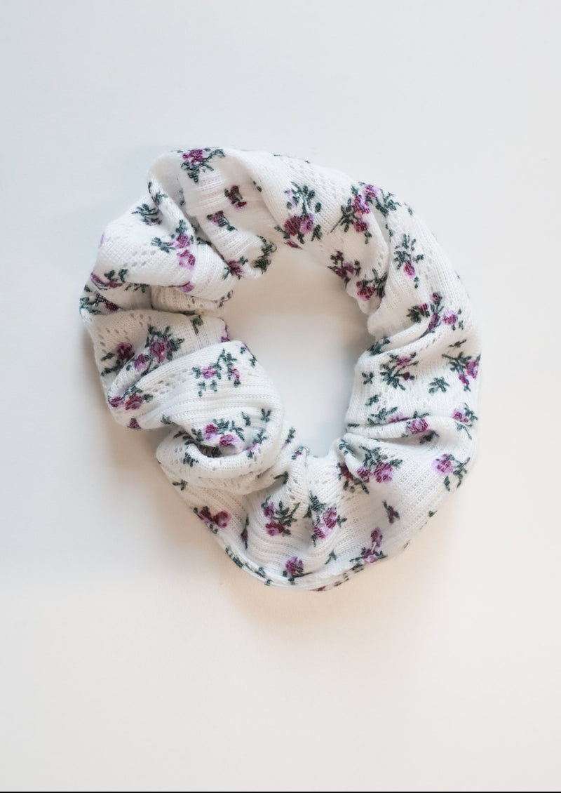 Chouchou pointelle - fleuri violette
