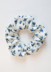 Chouchou pointelle - fleuri bleu