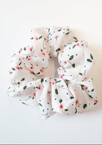 Chouchou soyeux - floral - fond blanc