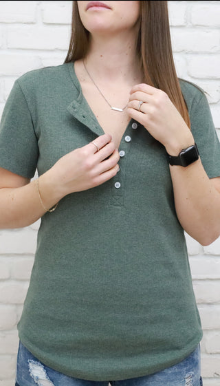 LÉGERS DÉFAUTS - T-shirt TALIA à boutons - vert turquoise mix