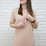 LÉGERS DÉFAUTS - Robe de nuit à manches courtes - beige rosé