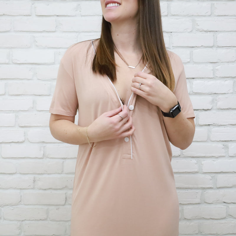 LÉGERS DÉFAUTS - Robe de nuit à manches courtes - beige rosé