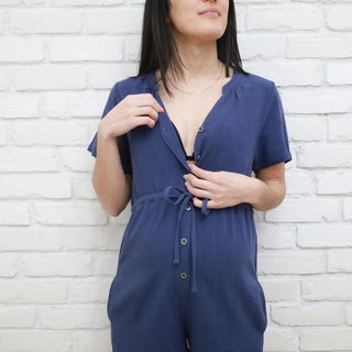 LÉGERS DÉFAUTS - ROMPER en lin - bleu jeans