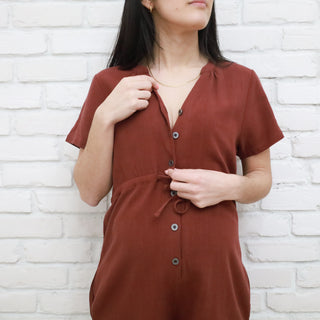 LÉGERS DÉFAUTS - ROMPER en lin - rouge brique