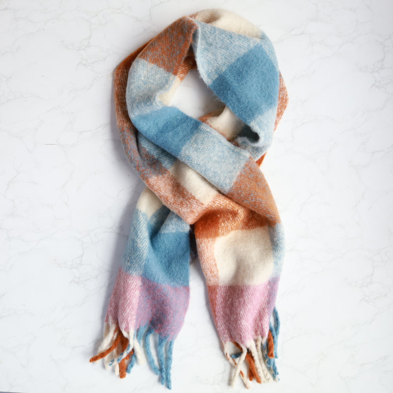 Foulard à carreaux - combo bleu & rouille