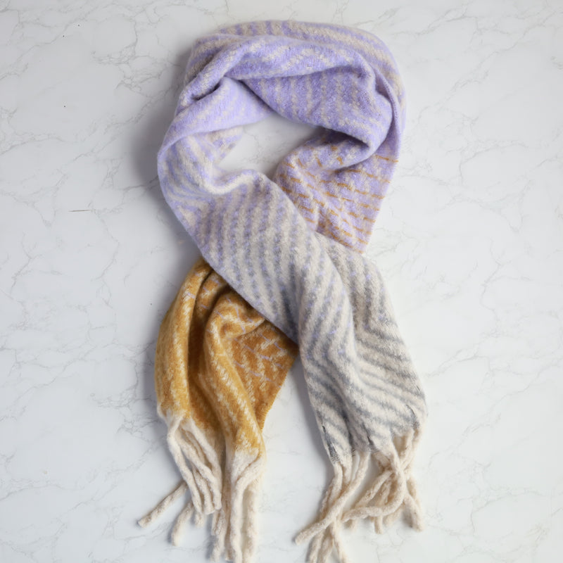 Foulard tricolore dégradé - lilas, jaune & gris