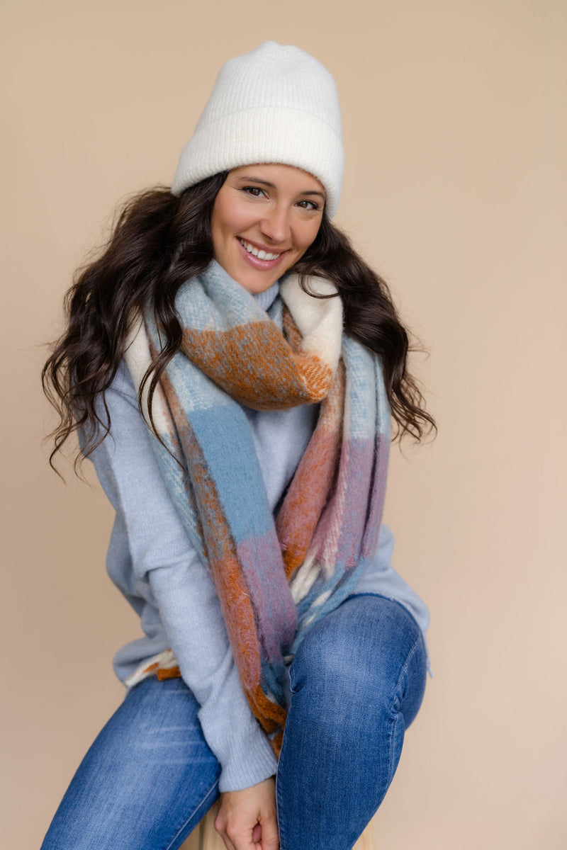 Foulard à carreaux - combo bleu & rouille