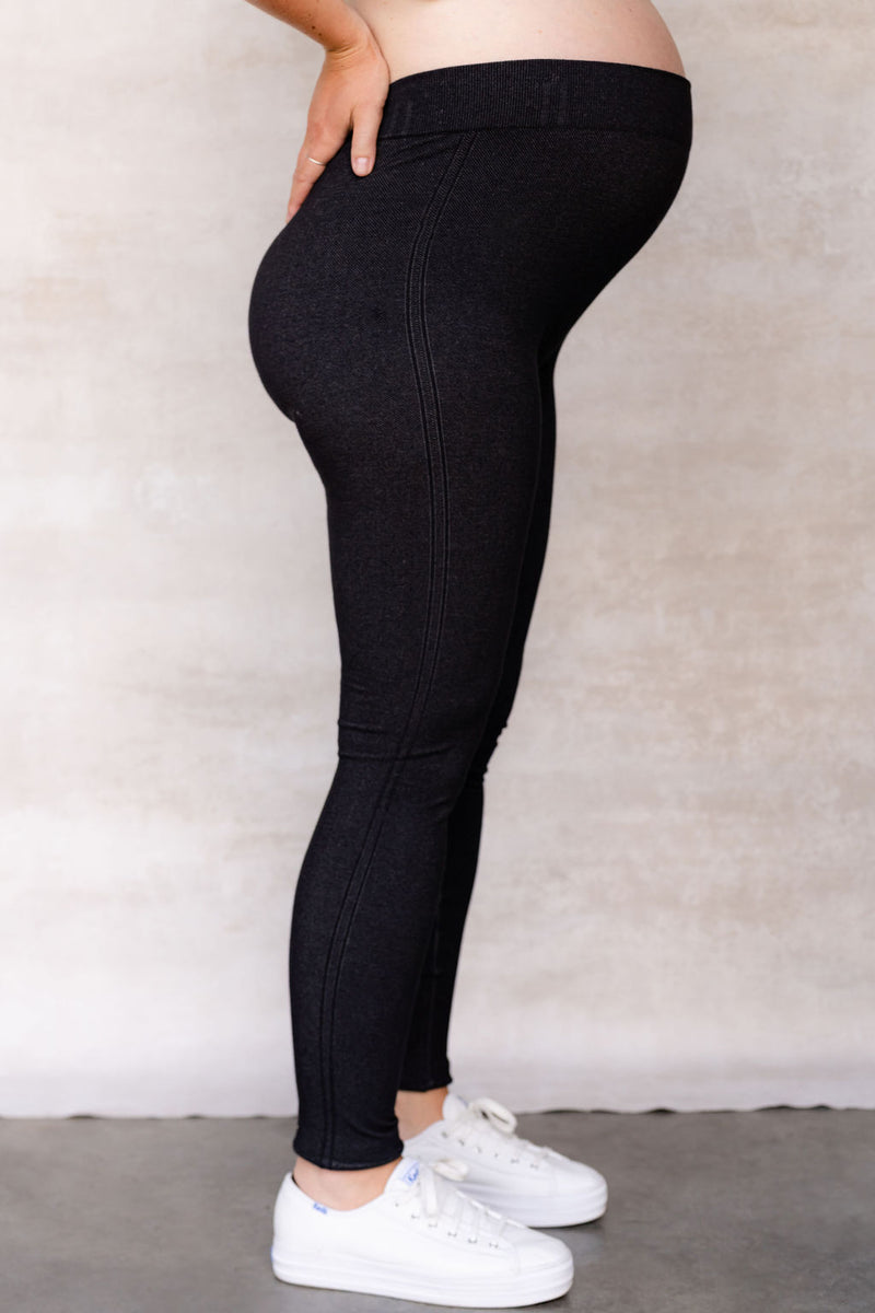 Legging de maternité effet denim - noir