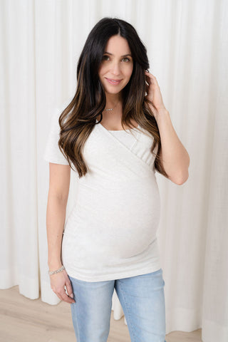 T-shirt cache-coeur - beige chiné