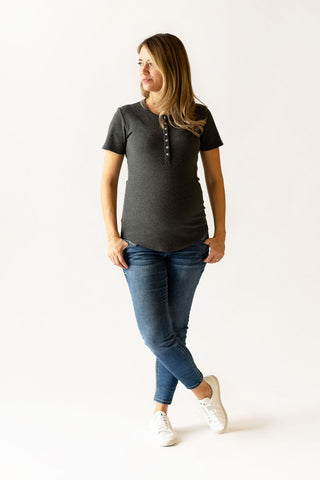T-shirt TALIA à boutons - gris foncé