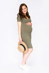 Robe INTRIGUE COL V - vert kaki