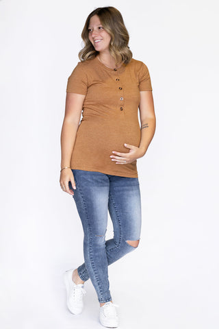 T-shirt INTRIGUE à boutons - caramel mix