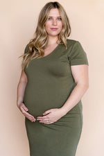 Robe INTRIGUE COL V - vert kaki