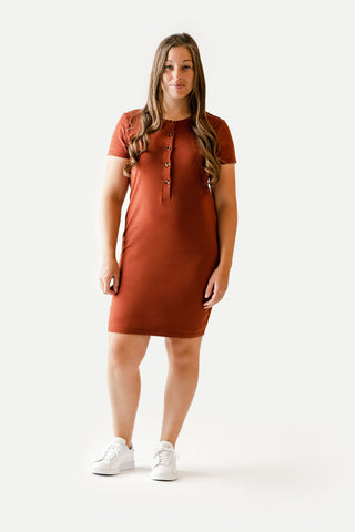 Robe INTRIGUE à boutons - rouille