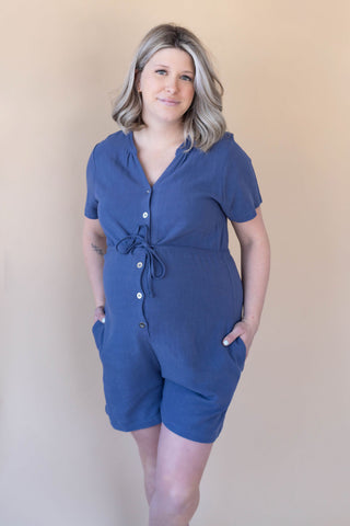 LÉGERS DÉFAUTS - ROMPER en lin - bleu jeans