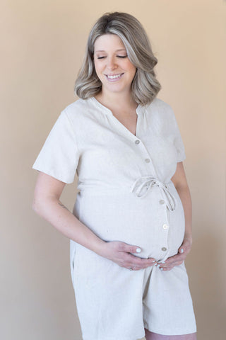 LÉGERS DÉFAUTS - ROMPER en lin - beige mix