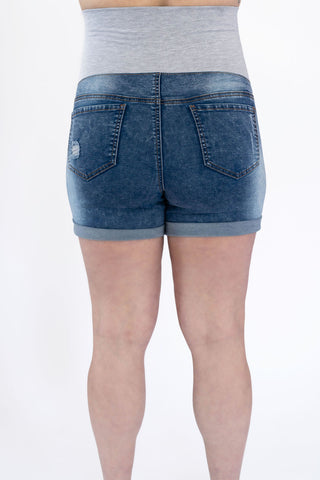 Shorts délavés avec trous - denim