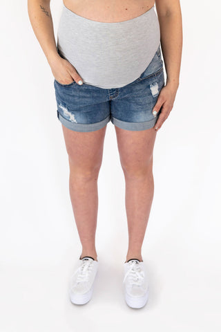 Shorts délavés avec trous - denim