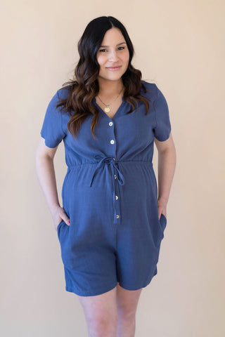 LÉGERS DÉFAUTS - ROMPER en lin - bleu jeans