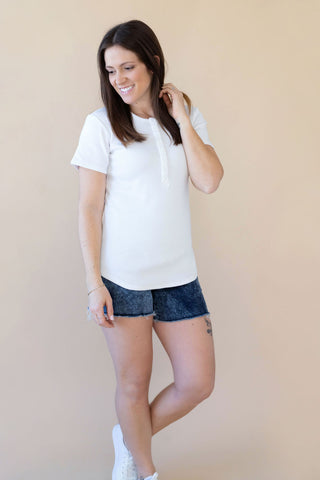 LÉGERS DÉFAUTS - T-shirt TALIA à boutons - blanc