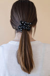 Chouchou à boucle fleuri - noir & blanc