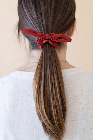 Chouchou à boucle uni - rouge bordeaux